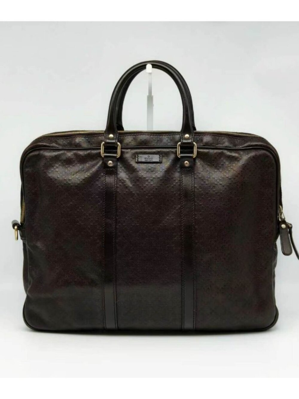 Gucci Brown GG Monogram Briefcase Handbag Top Handle